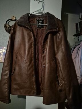 Brown Max Fried Denim Leather Jacket